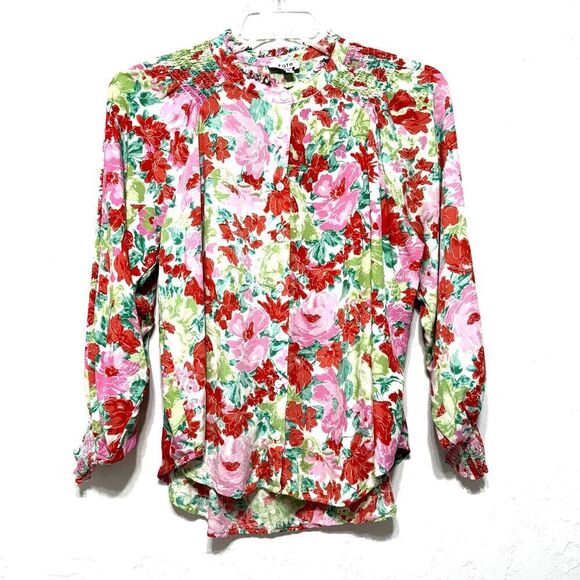Fate Blouse Long Sleeve Button Up Floral Print Pink Red Colorful Womens sz Small - Picture 1 of 7
